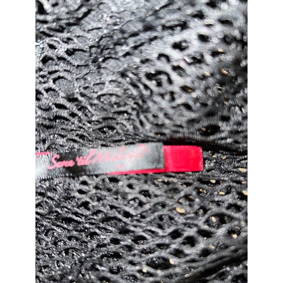 7 Til Midnight Black See-Through Knit Zipper Mesh Sweater with Hood For Women S - Picture 3 of 3